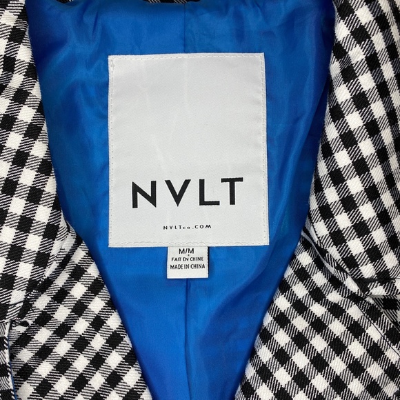 NVLT Black White Gingham Check Utility Rain Trench Coat Size M - Picture 10 of 14